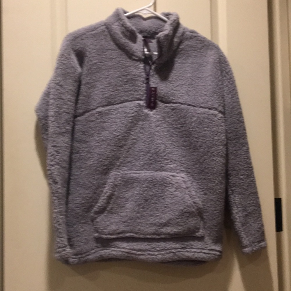 NWT Adore Me 1/4 zip pullover Sherpa jacket sweatshirt size S greyish purple